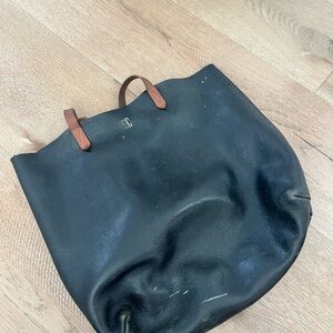 Madewell Two Tone tote bag, black and tan leather
